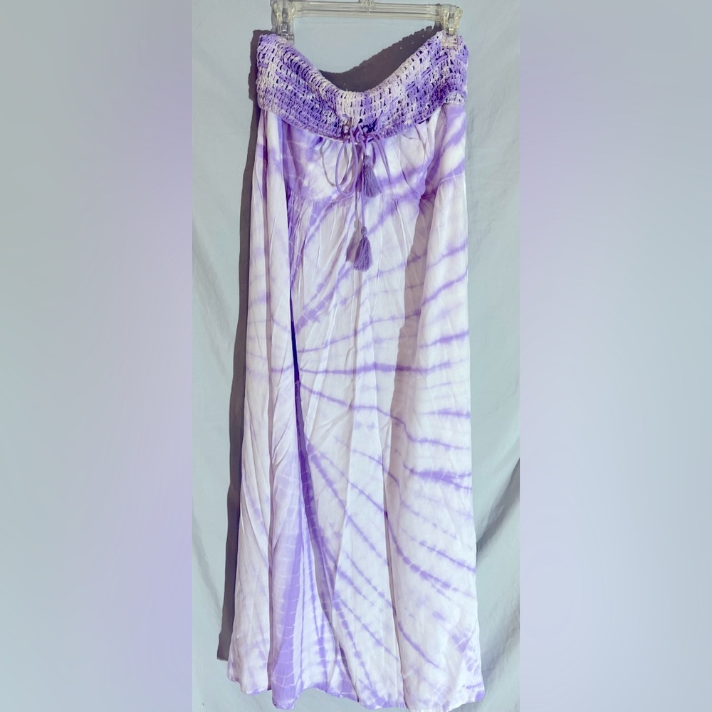 NEW Raviya Tie dye Beach Coverup Dress purple/white crochet top Sz XL
